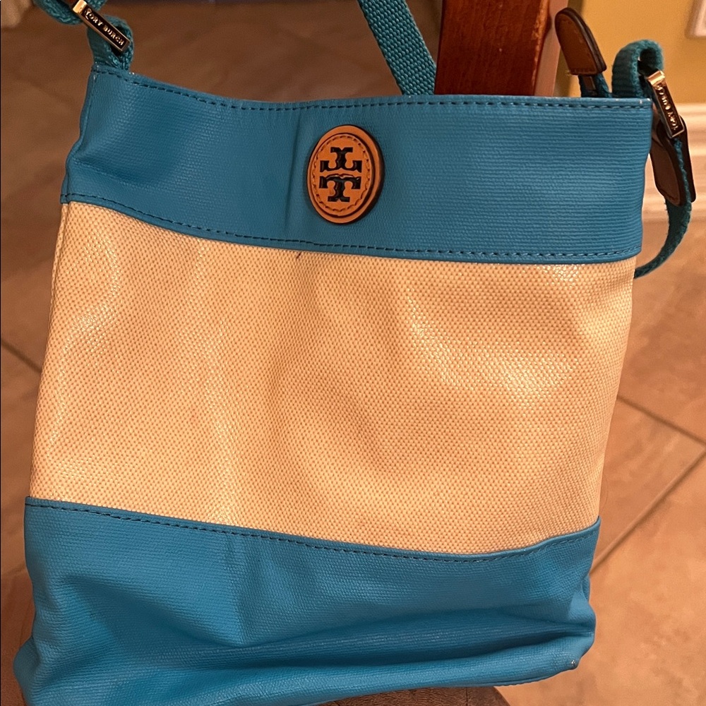 Tory Burch Blue and Cream Crossbody Bag